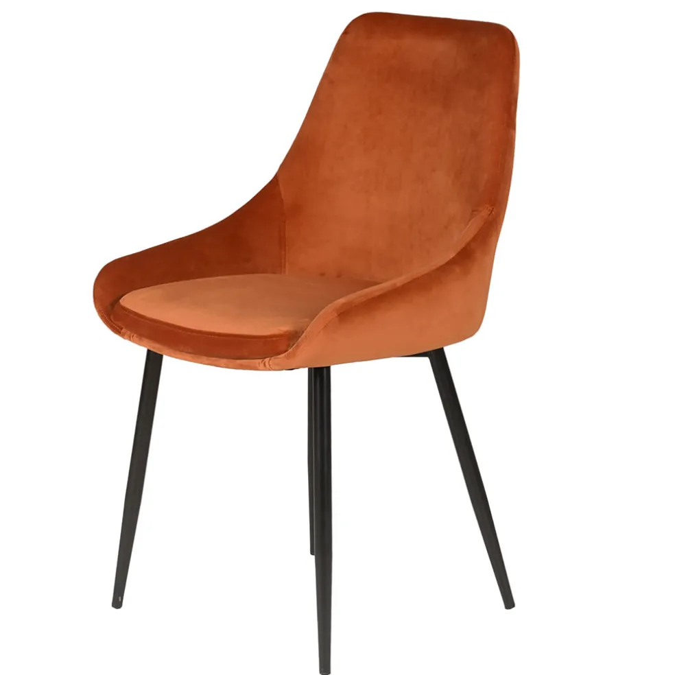 Chaise de salle à manger en velours cognac - Ben