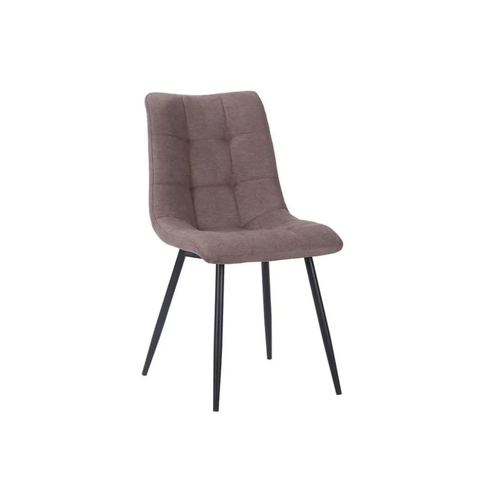 Chaise de salle à manger en tissu matelassé taupe - Lilly
