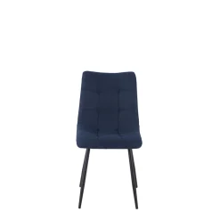 Chaise de salle à manger en tissu matelassé bleu marine - Lilly