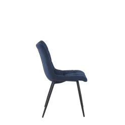 Chaise de salle à manger en tissu matelassé bleu marine - Lilly