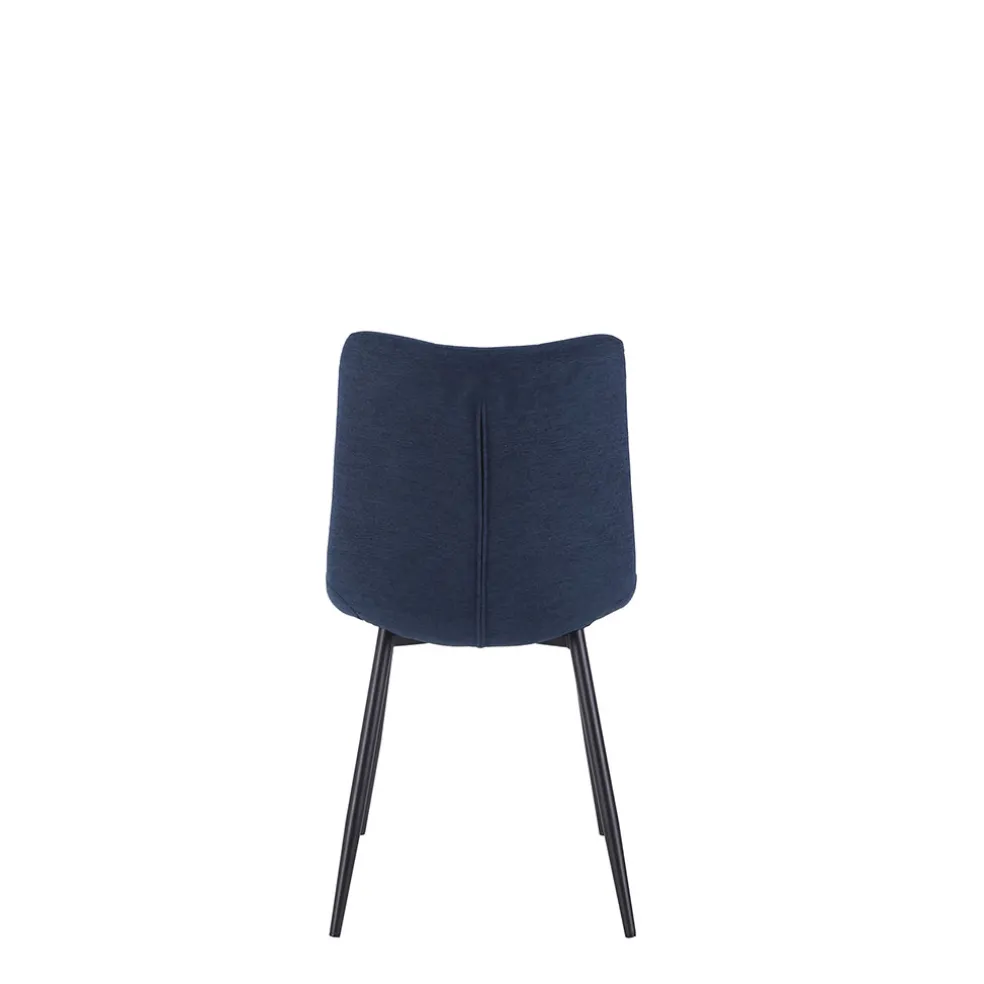 Chaise de salle à manger en tissu matelassé bleu marine - Lilly