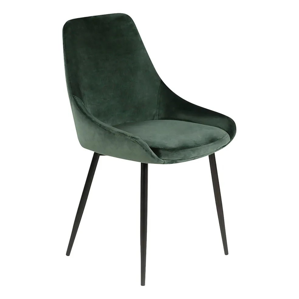 Chaise de salle à manger en velours vert - Ben