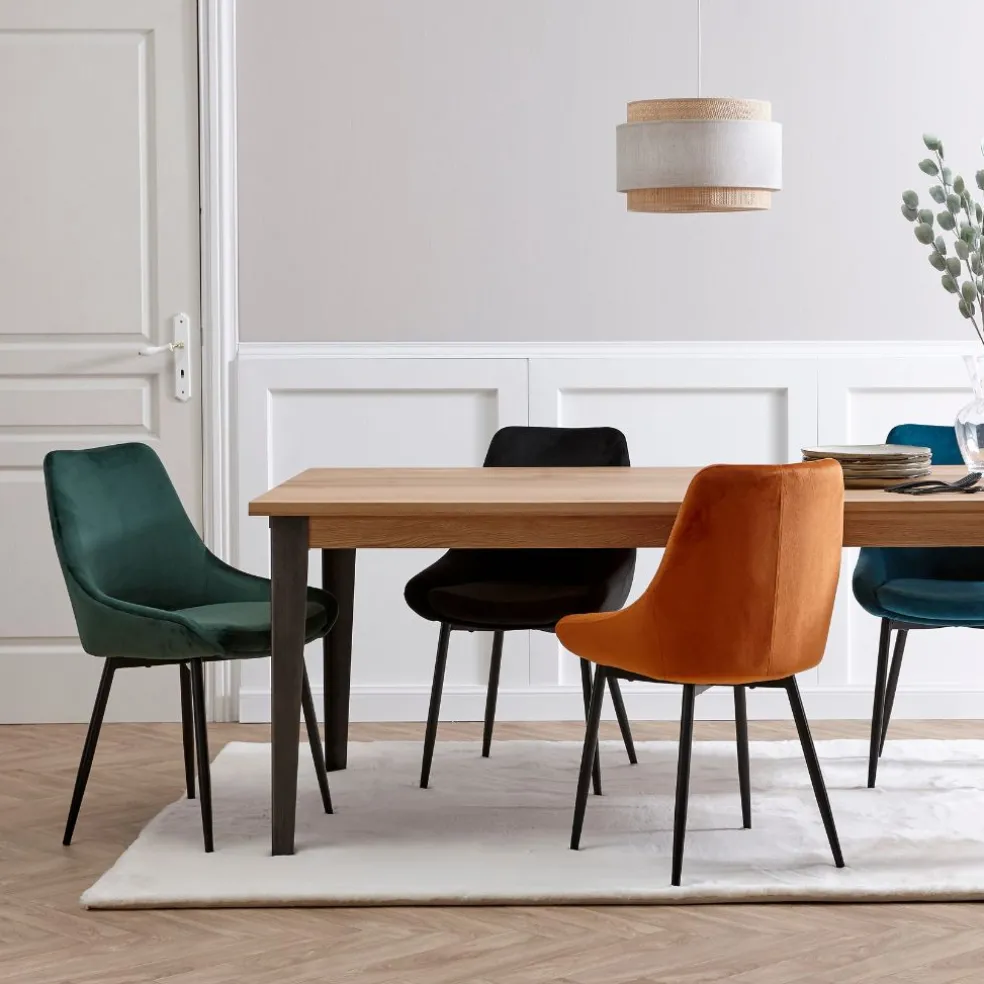 Chaise de salle à manger en velours vert - Ben