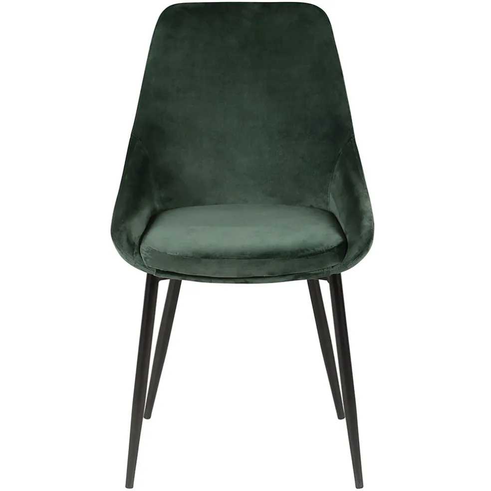 Chaise de salle à manger en velours vert - Ben