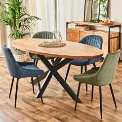 Chaise de salle à manger en velours côtelé kaki - Ben