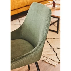 Chaise de salle à manger en velours côtelé kaki - Ben