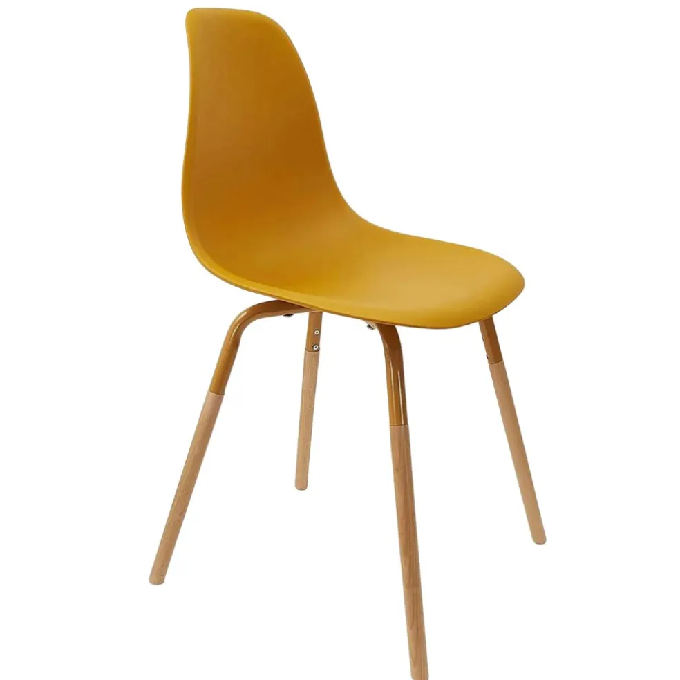 Chaise de salle à manger scandinave moutarde - Phebee