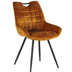 Chaise de salle à manger velours moutarde - dana