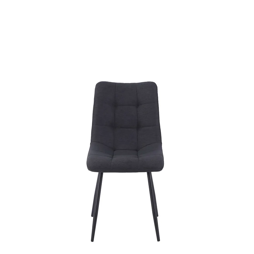 Chaise de salle a manger en tissu matelassé anthracite - Lilly