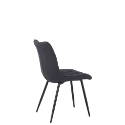 Chaise de salle a manger en tissu matelassé anthracite - Lilly
