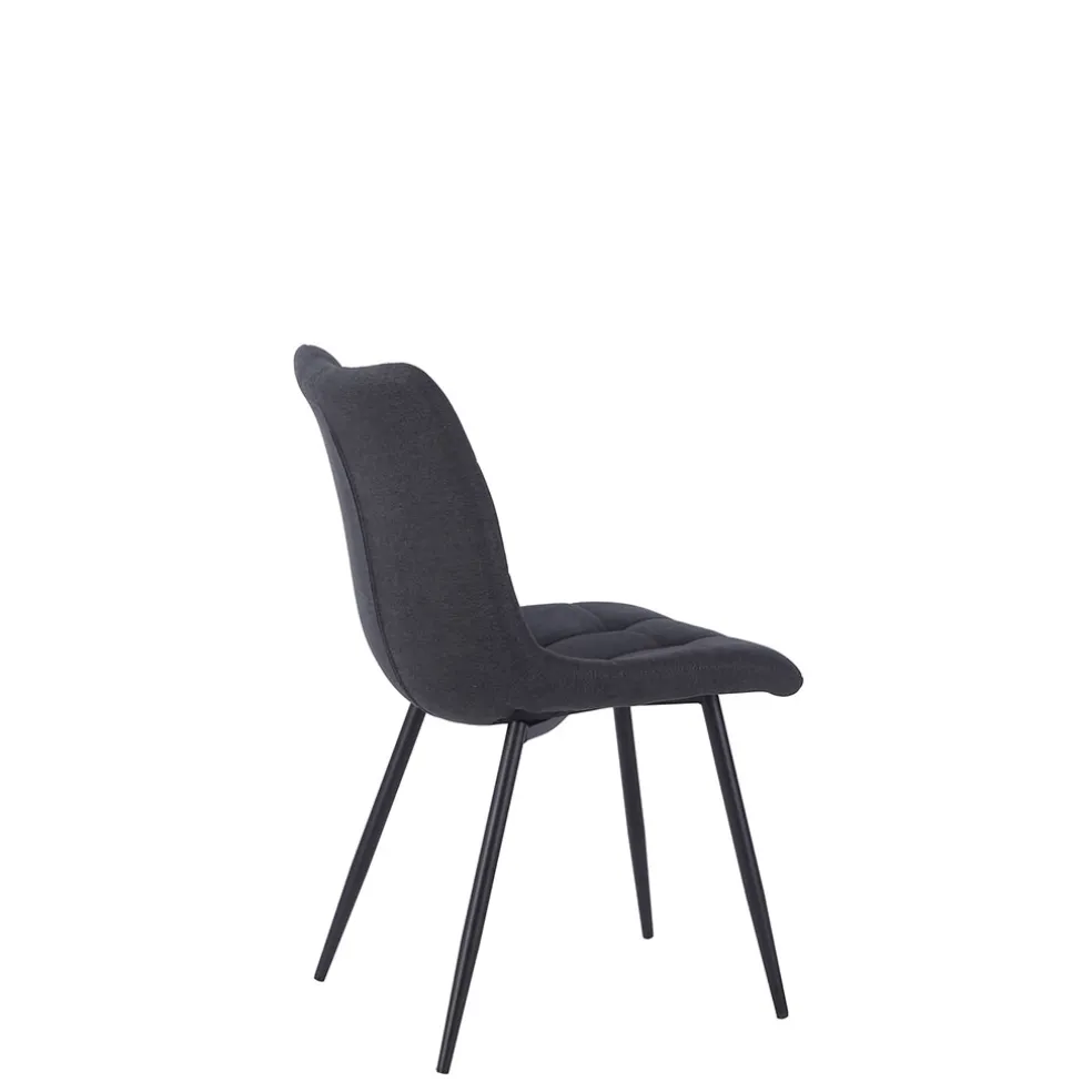 Chaise de salle a manger en tissu matelassé anthracite - Lilly