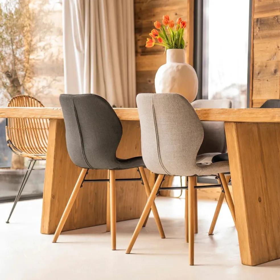 Chaise de salle en manger en tissu noir - Gloria