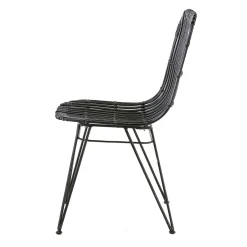 Chaise en rotin naturel et metal noir - KUBU