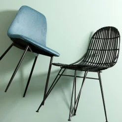 Chaise en rotin naturel et metal noir - KUBU