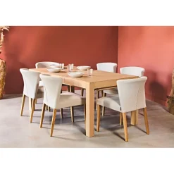 Chaise en tissu tapissée beige - Valentina