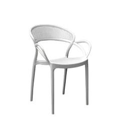 Chaise exterieur blanche en plastique empilable - Sacha