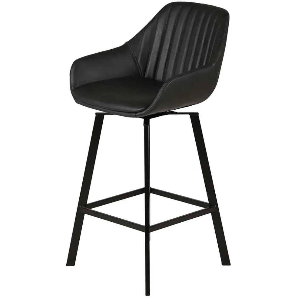 Chaise haute pivotante noir veilli h65cm - Moss