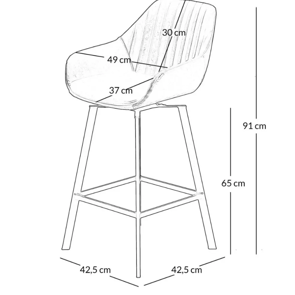 Chaise haute pivotante noir veilli h65cm - Moss