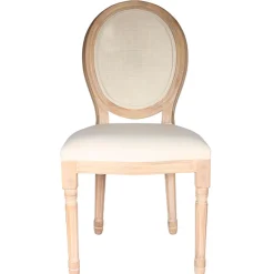 Chaise medaillon en bois d'hévea beige et cannage