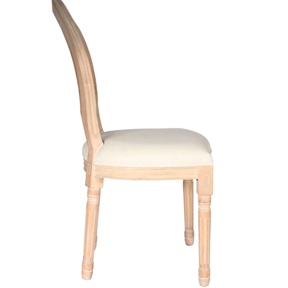 Chaise medaillon en bois d'hévea beige et cannage