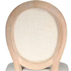 Chaise medaillon en bois d'hévea beige et cannage