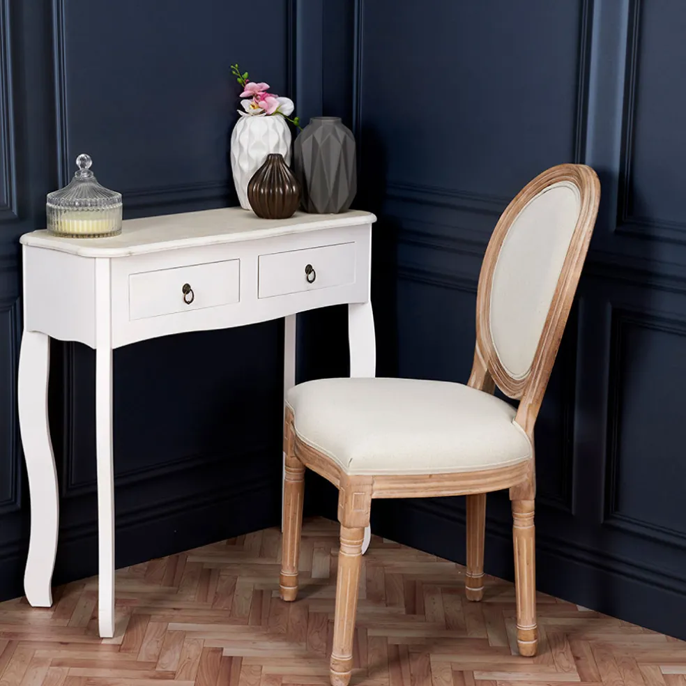 Chaise medaillon en bois d'hévea beige et cannage