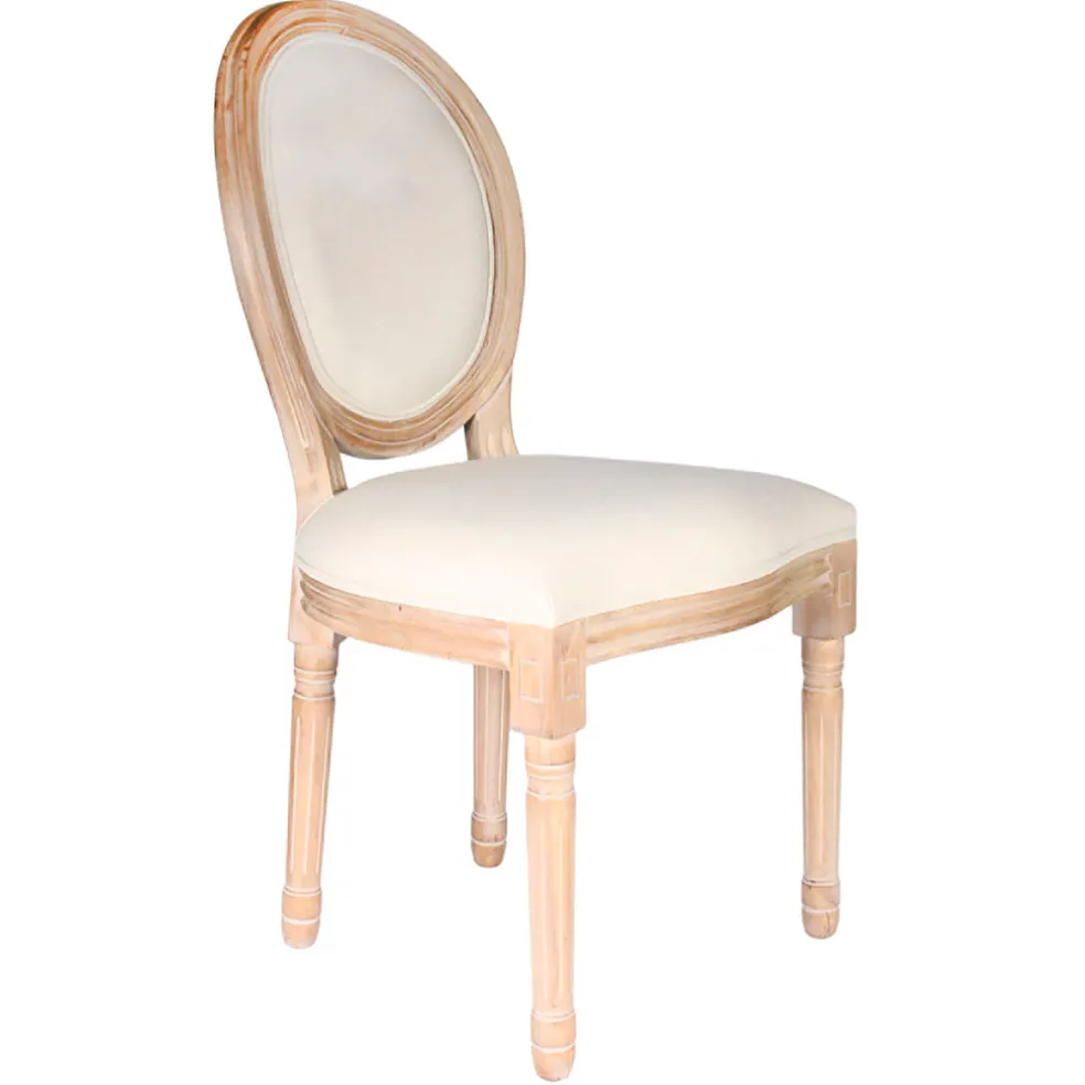 Chaise medaillon en bois d'hévea beige