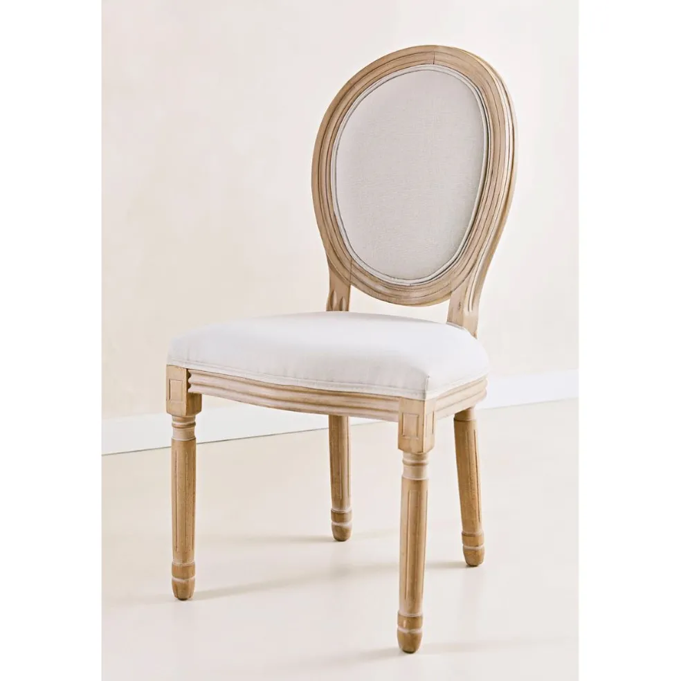 Chaise medaillon en bois d'hévea beige