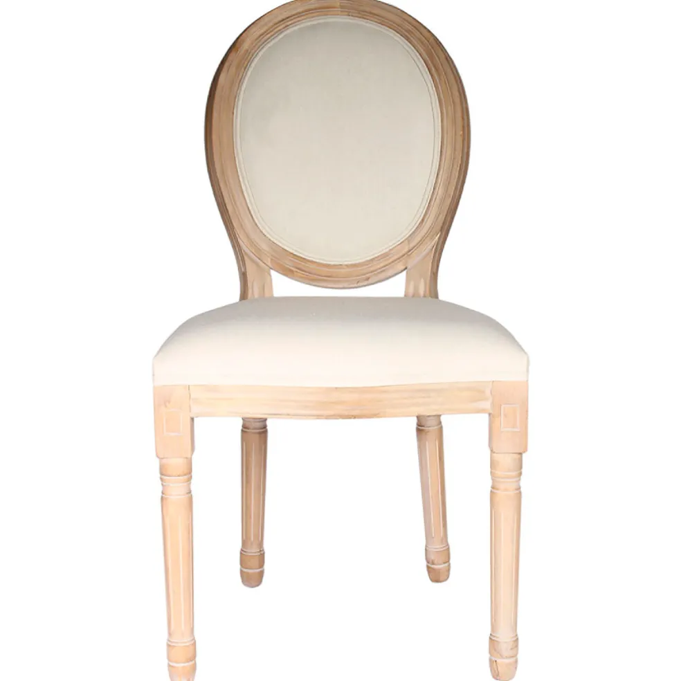 Chaise medaillon en bois d'hévea beige