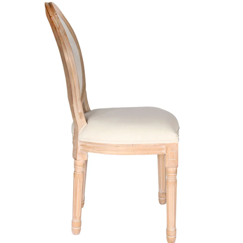 Chaise medaillon en bois d'hévea beige