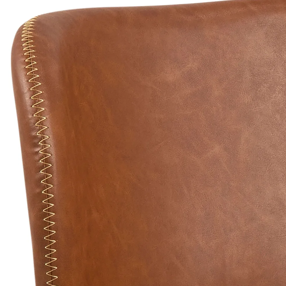 Chaise salle à manger aspect cuir rétro cognac - Batla