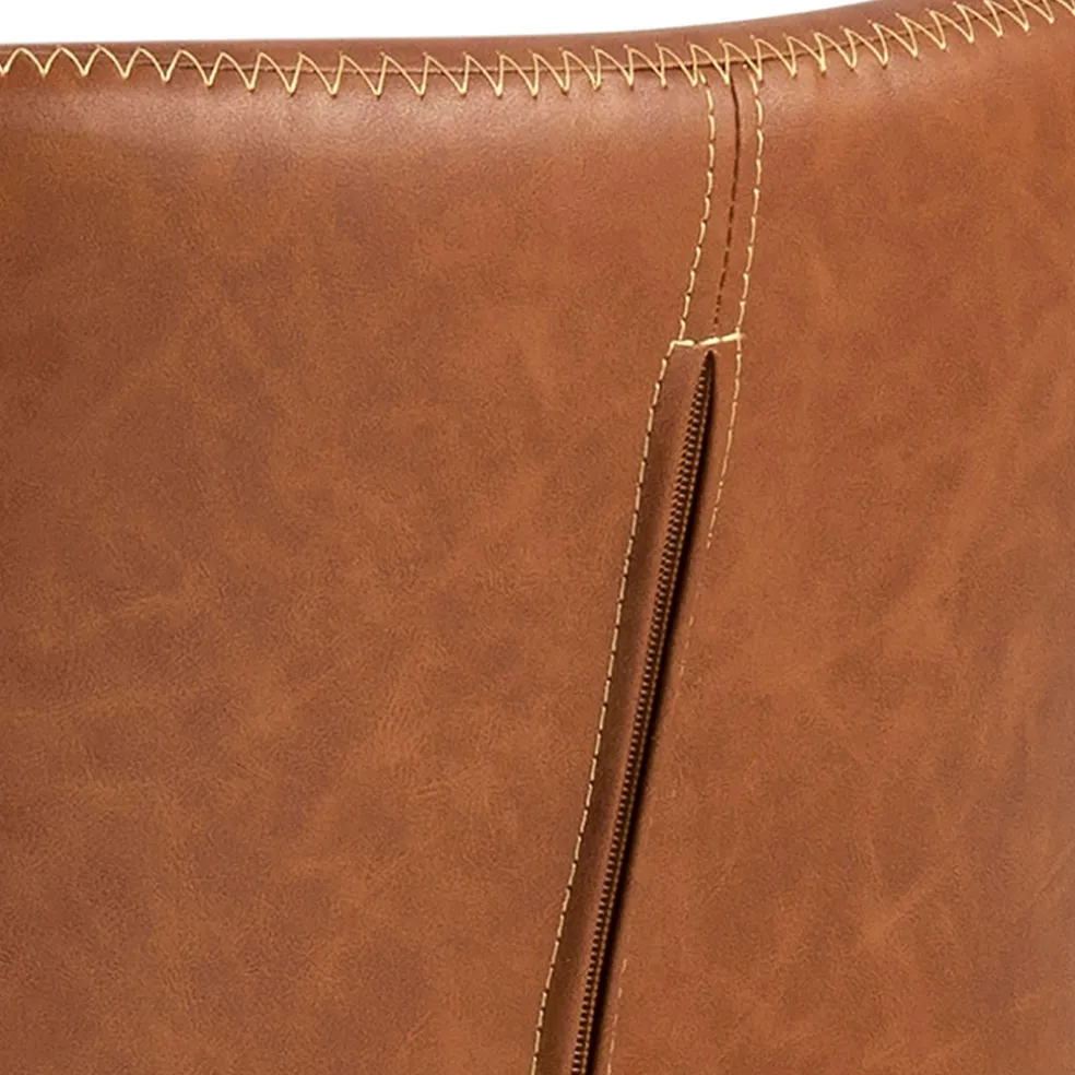 Chaise salle à manger aspect cuir rétro cognac - Batla