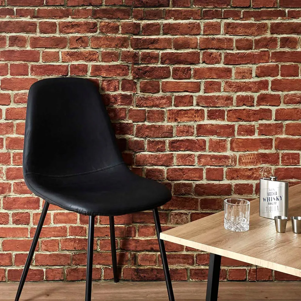 Chaise salle à manger effet cuir noir - Amber