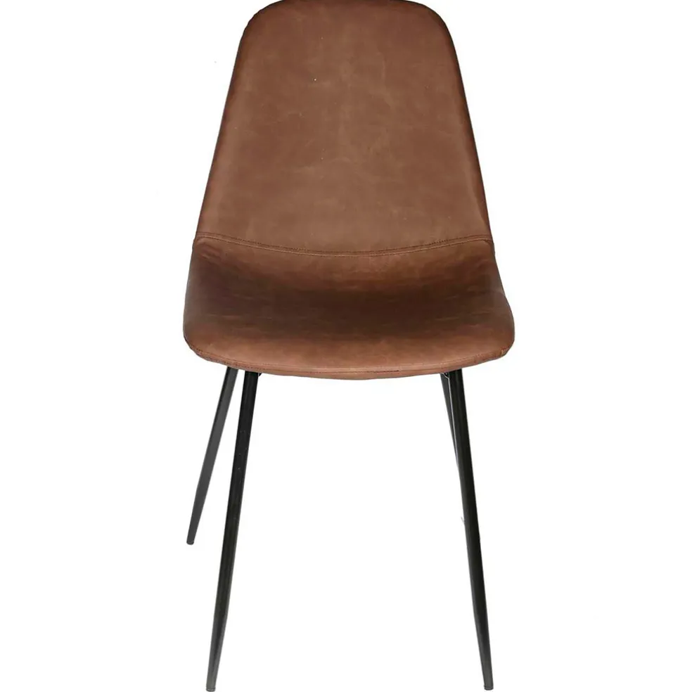 Chaise salle à manger effet cuir marron - Amber