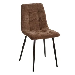 Chaise salle à manger en métal et tissu marron - Mony