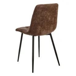 Chaise salle à manger en métal et tissu marron - Mony