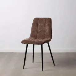Chaise salle à manger en métal et tissu marron - Mony