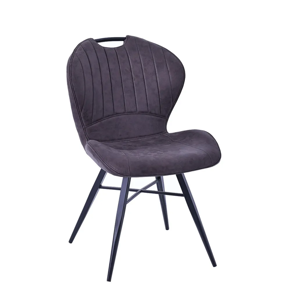 Chaise salle à manger en microfibre anthracite - Vicky