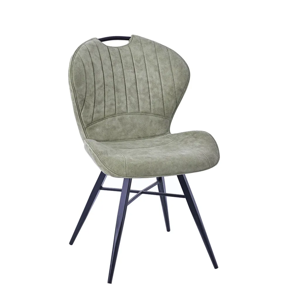 Chaise salle à manger en microfibre kaki - Vicky