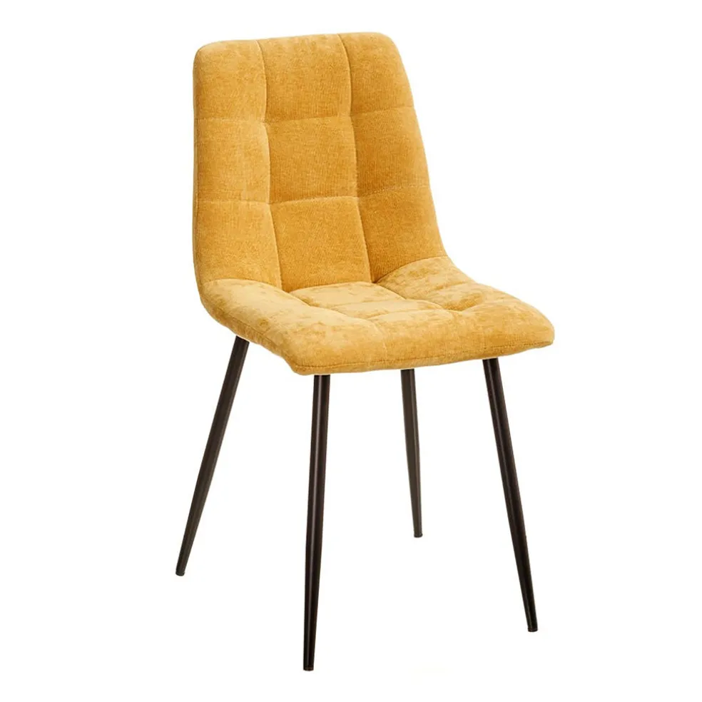 Chaise salle à manger en tissu jaune - Mony