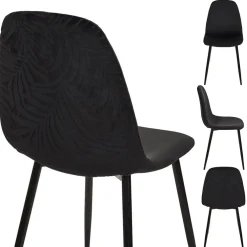 Chaise salle à manger en tissu noir - Leaf