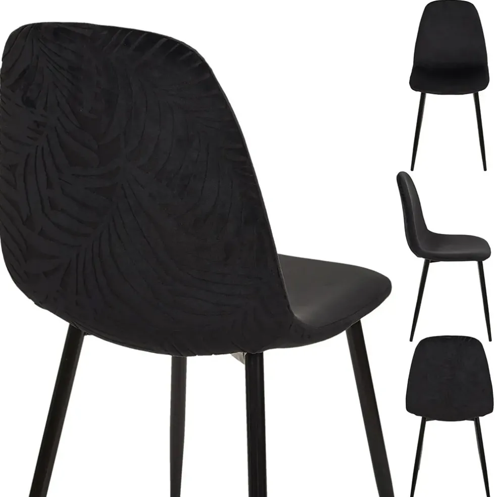 Chaise salle à manger en tissu noir - Leaf