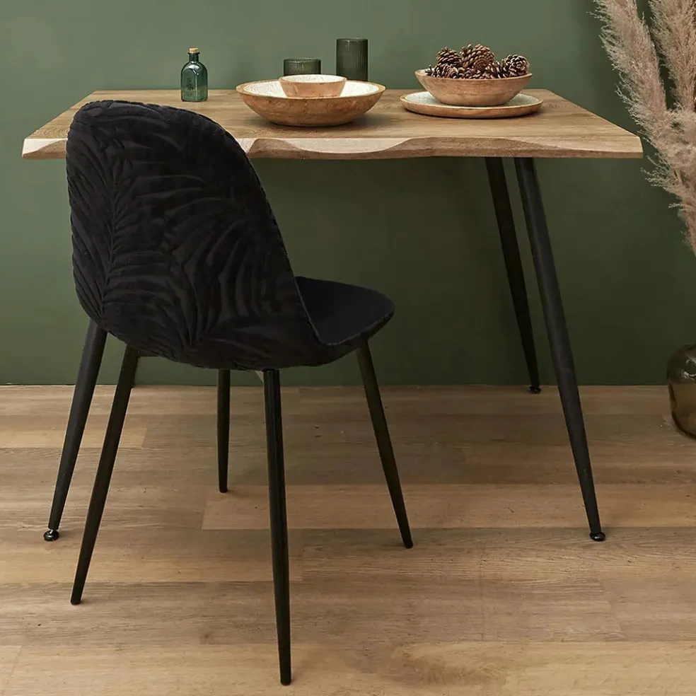 Chaise salle à manger en tissu noir - Leaf