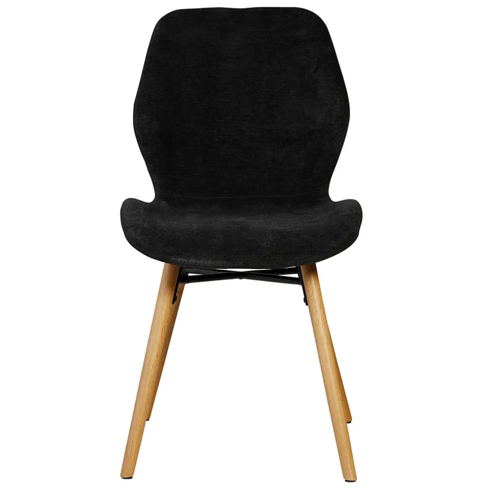 Chaise salle à manger en tissu soft touch noir - Keri