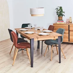 Chaise salle à manger en tissu soft touch noir - Keri