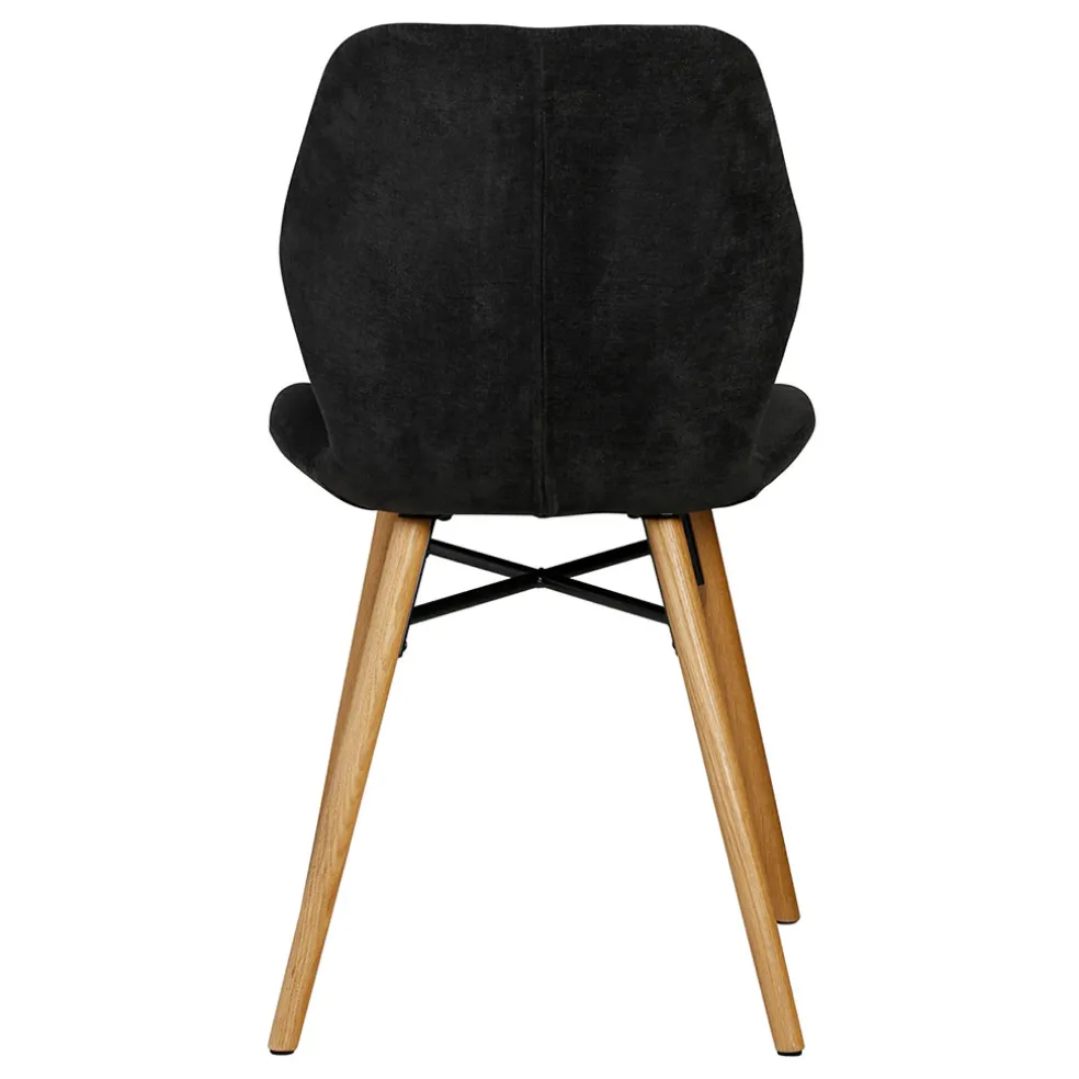 Chaise salle à manger en tissu soft touch noir - Keri