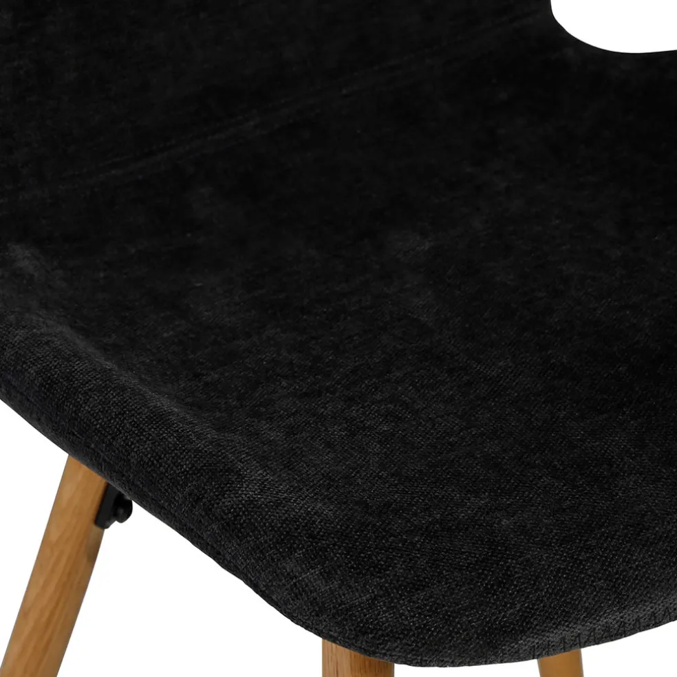 Chaise salle à manger en tissu soft touch noir - Keri