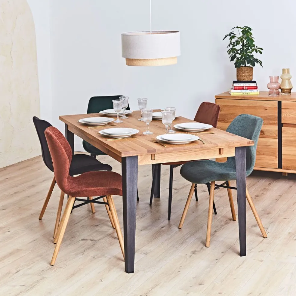 Chaise salle à manger en tissu soft touch acajou - Keri