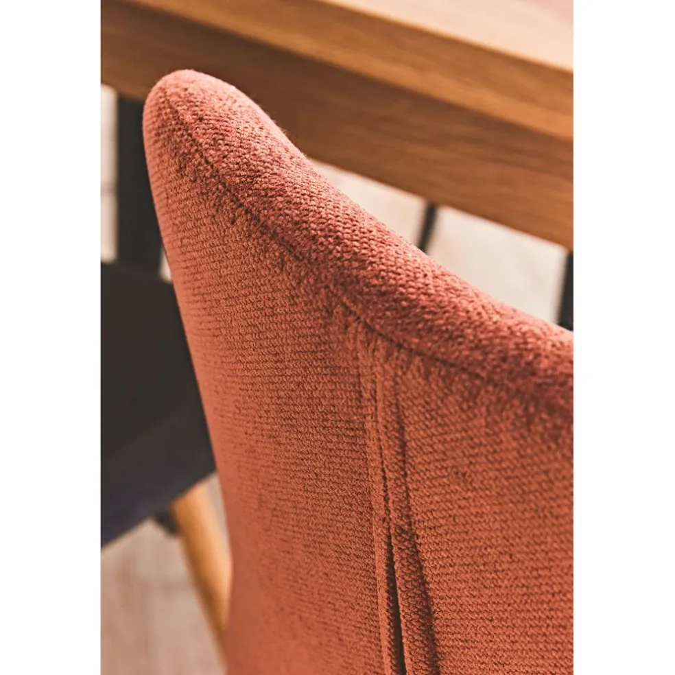 Chaise salle à manger en tissu soft touch acajou - Keri