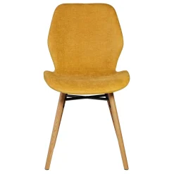 Chaise salle à manger en tissu soft touch moutarde - Keri